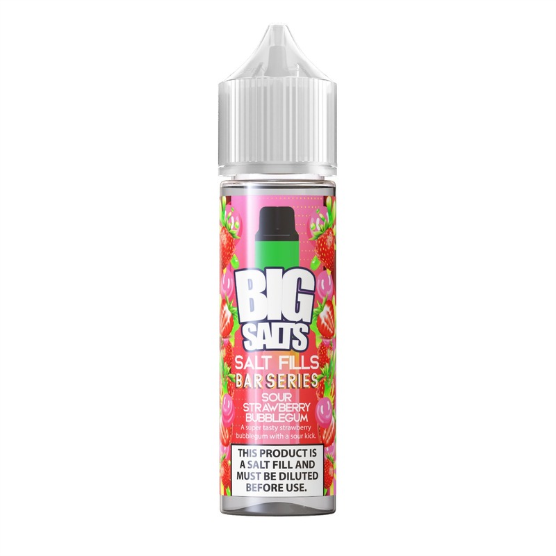 Sour Strawberry Bubblegum Big Salts Longfill E Liquid